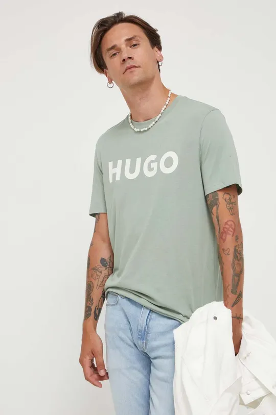 зелений Бавовняна футболка HUGO