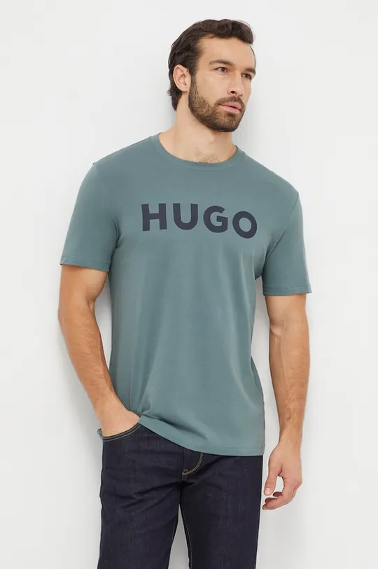 πράσινο Βαμβακερό μπλουζάκι HUGO Ανδρικά