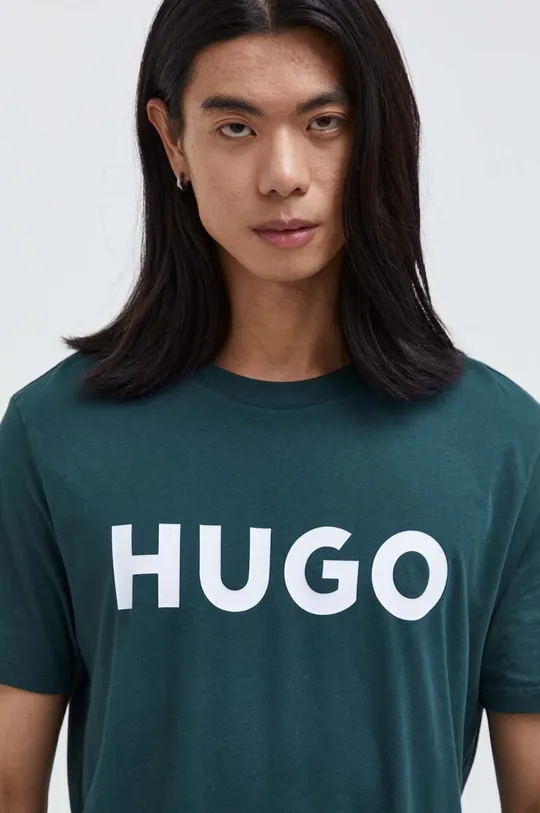 zelena Bombažna kratka majica HUGO