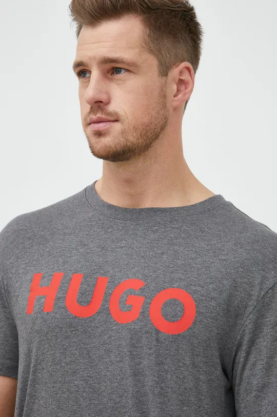 γκρί Βαμβακερό μπλουζάκι HUGO Ανδρικά