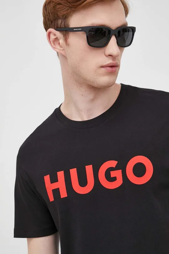 črna Bombažna kratka majica HUGO