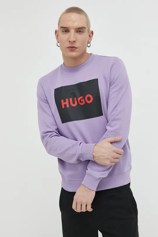 μωβ Βαμβακερή μπλούζα HUGO