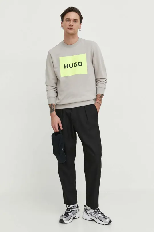 Bombažen pulover HUGO bež