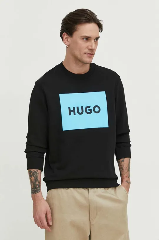 črna Bombažen pulover HUGO Moški