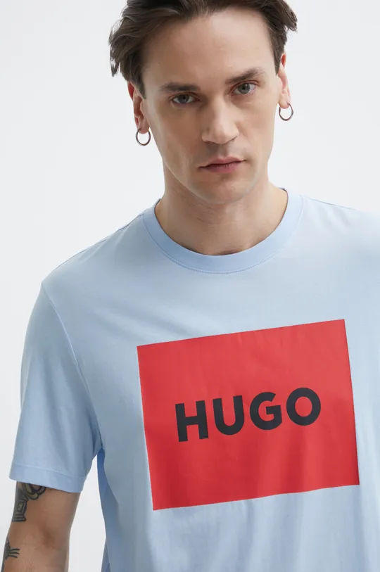 блакитний Бавовняна футболка HUGO Чоловічий