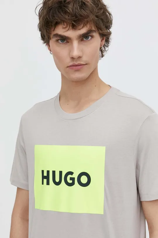 beżowy HUGO t-shirt bawełniany Męski