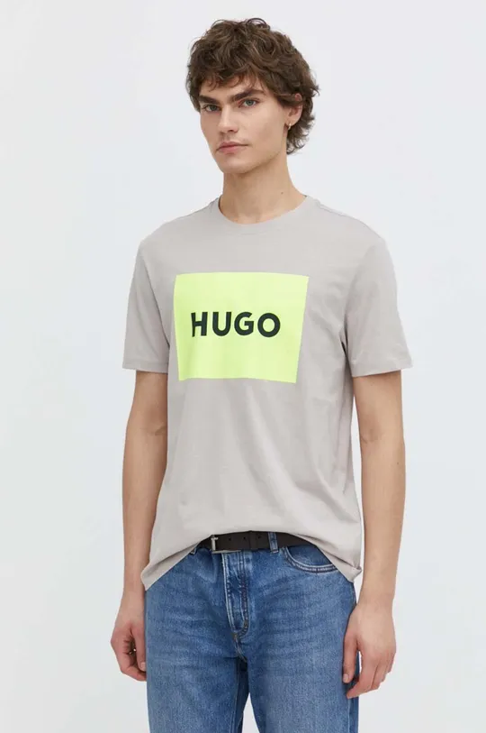 béžová Bavlnené tričko HUGO