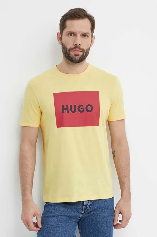 HUGO t-shirt bawełniany żółty