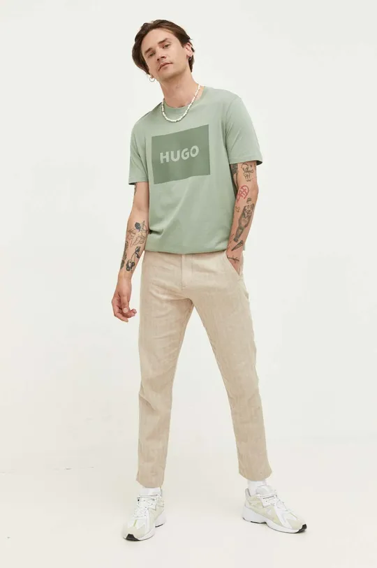 HUGO t-shirt bawełniany zielony
