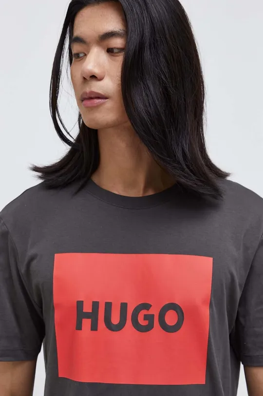 γκρί Βαμβακερό μπλουζάκι HUGO