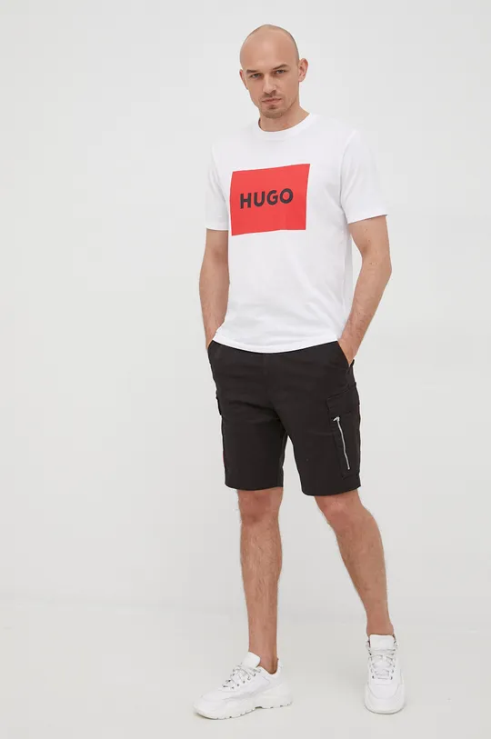 Хлопковая футболка HUGO белый