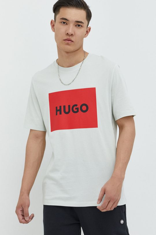 HUGO t-shirt bawełniany 50467952 blady zielony