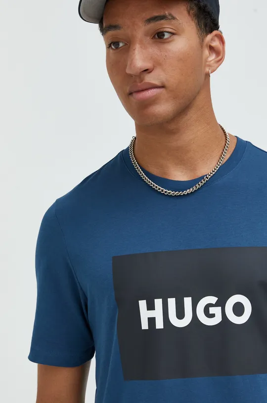 mornarsko modra Bombažna kratka majica HUGO