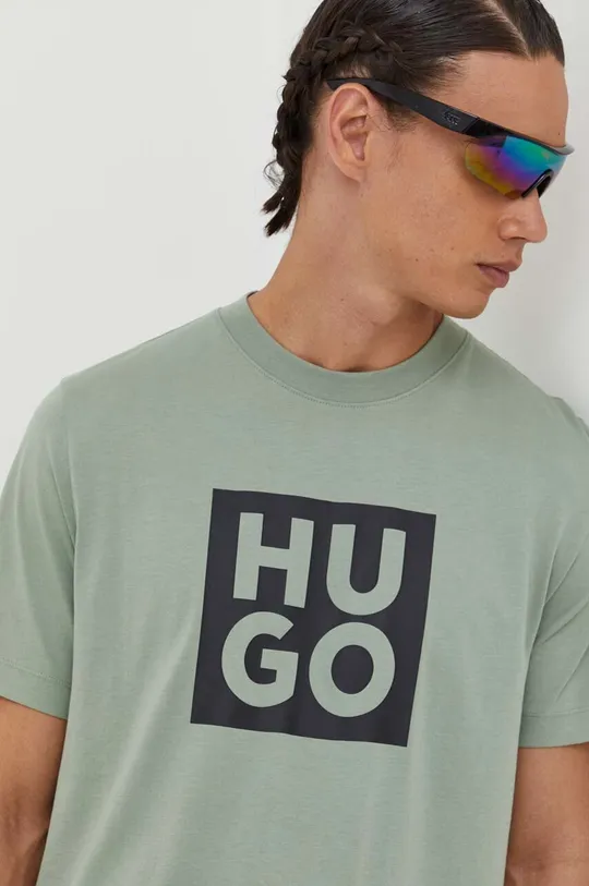 zielony HUGO t-shirt bawełniany Męski