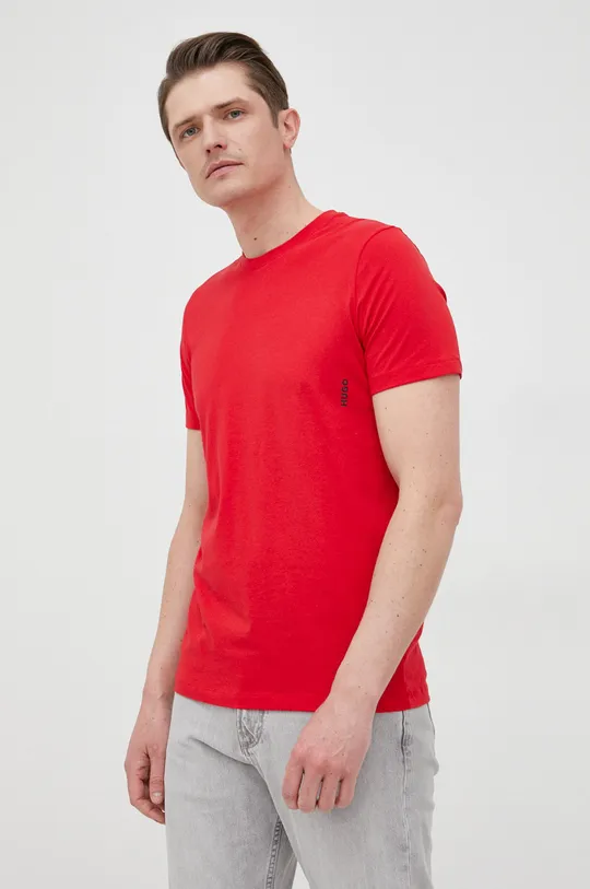 κόκκινο Βαμβακερό μπλουζάκι HUGO 2-pack Ανδρικά