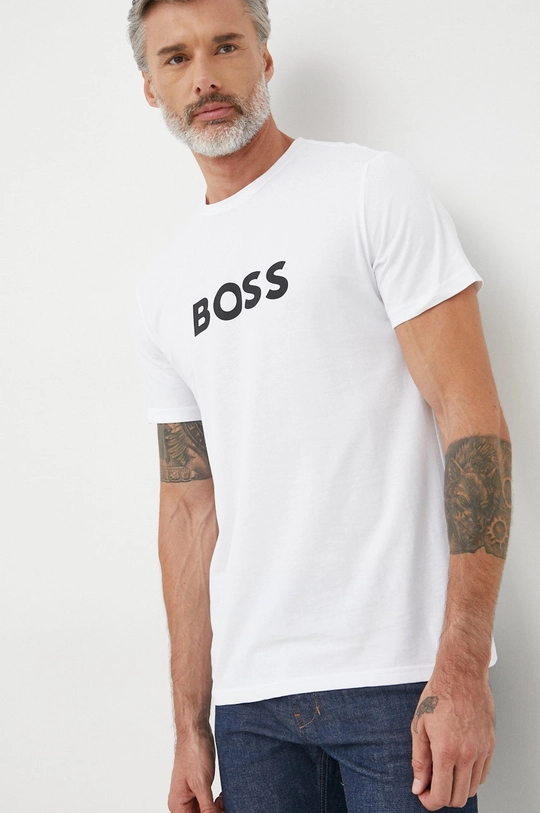 biały BOSS t-shirt bawełniany 50469289 Męski