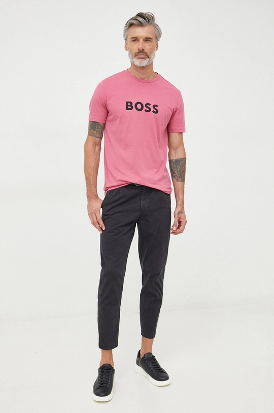 BOSS t-shirt bawełniany 50469289 różowy