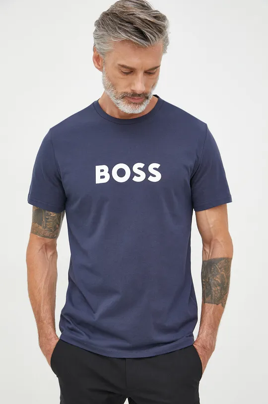 σκούρο μπλε Βαμβακερό μπλουζάκι BOSS