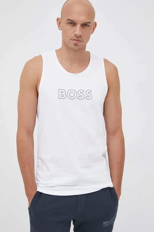 λευκό Βαμβακερό μπλουζάκι Boss Ανδρικά