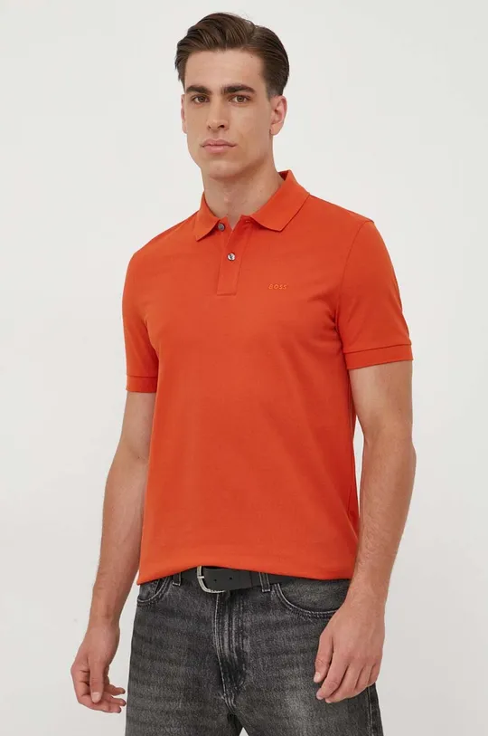 πορτοκαλί Βαμβακερό μπλουζάκι πόλο BOSS Ανδρικά