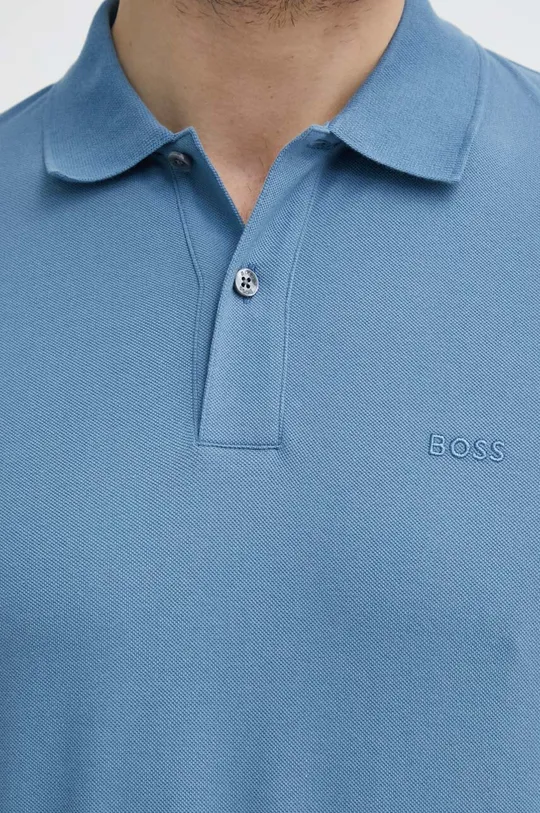 modrá Bavlnené polo tričko BOSS