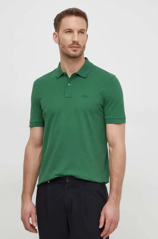 πράσινο Βαμβακερό μπλουζάκι πόλο BOSS Ανδρικά