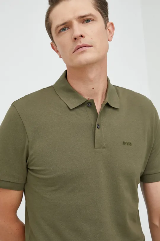 πράσινο Βαμβακερό μπλουζάκι πόλο BOSS Ανδρικά