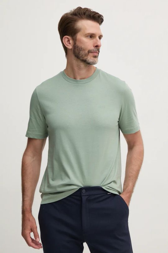 BOSS T-shirt in cotone semplice verde 50468347