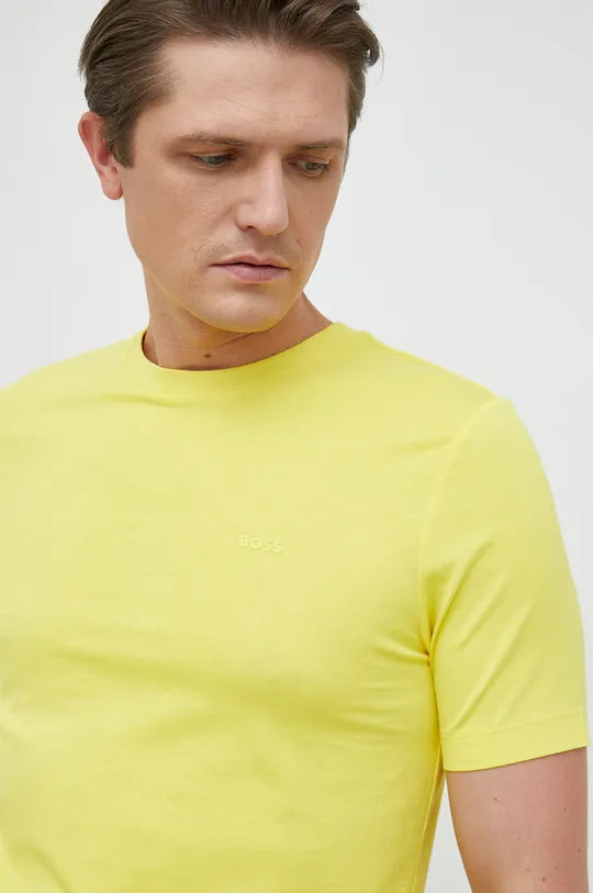 żółty BOSS t-shirt bawełniany