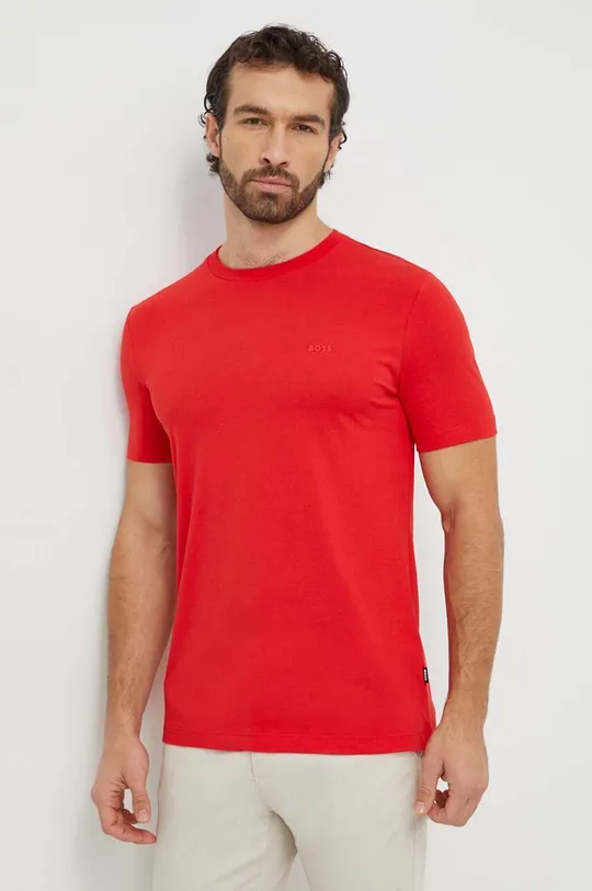 κόκκινο Βαμβακερό μπλουζάκι BOSS Ανδρικά
