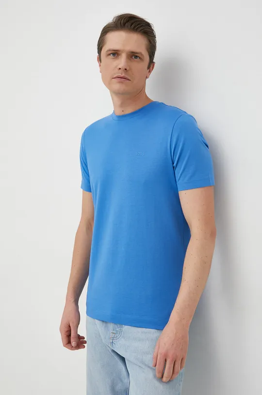plava Pamučna majica BOSS Muški