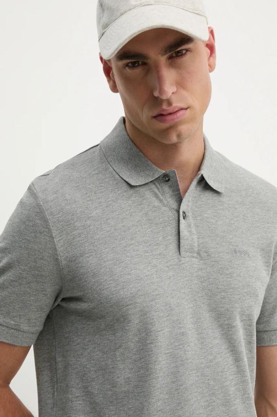 BOSS polo in cotone grigio 50468362