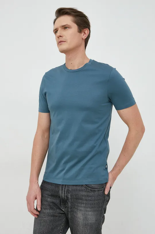 темно-синій Бавовняна футболка BOSS