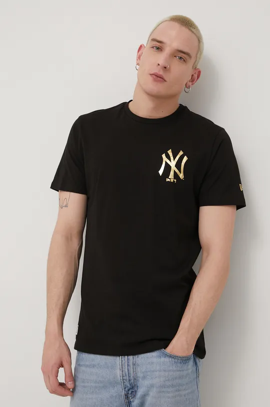 New Era t-shirt bawełniany czarny