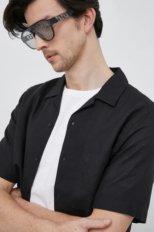 μαύρο Πουκάμισο από λινό Calvin Klein
