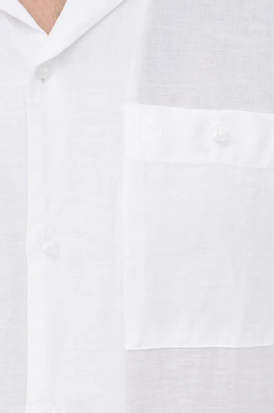Ľanová košeľa Calvin Klein biela
