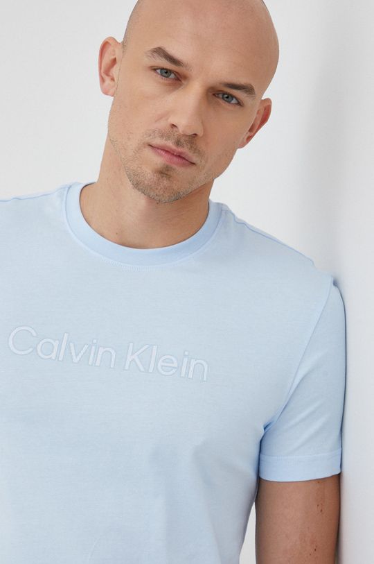 svetlomodrá Bavlnené tričko Calvin Klein Pánsky