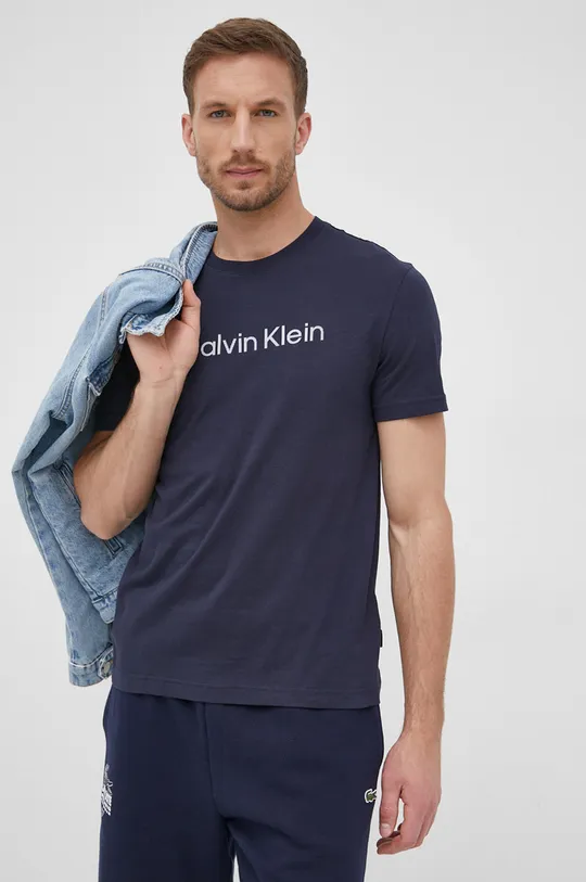 Βαμβακερό μπλουζάκι Calvin Klein σκούρο μπλε