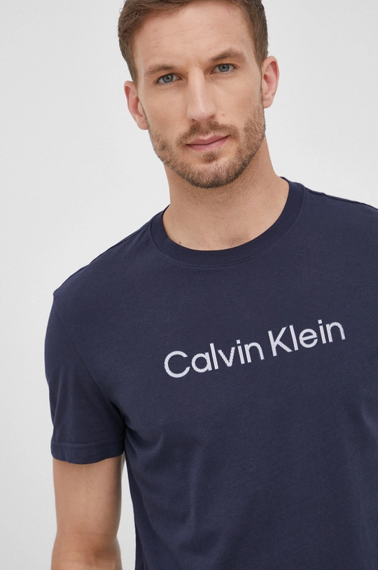 tmavomodrá Bavlnené tričko Calvin Klein