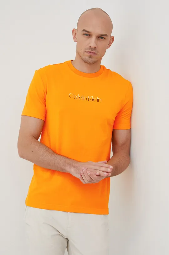 πορτοκαλί Μπλουζάκι Calvin Klein Ανδρικά