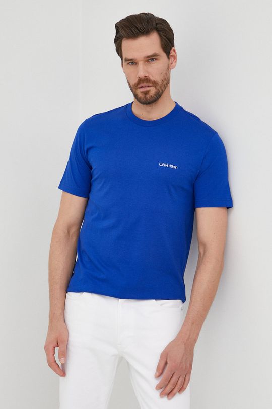 modrá Bavlnené tričko Calvin Klein