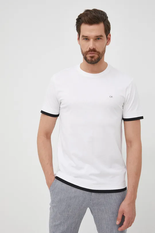 λευκό Βαμβακερό μπλουζάκι Calvin Klein