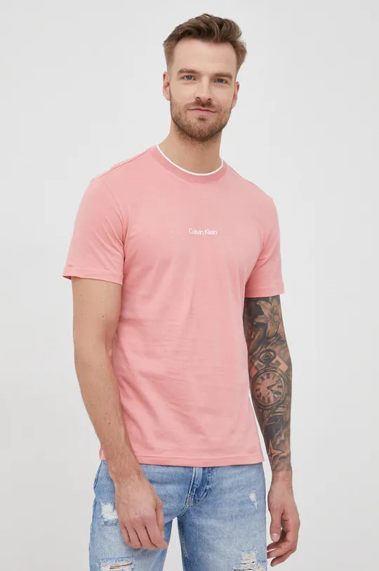 ροζ Βαμβακερό μπλουζάκι Calvin Klein
