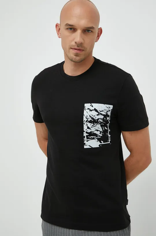 czarny Calvin Klein t-shirt bawełniany Męski