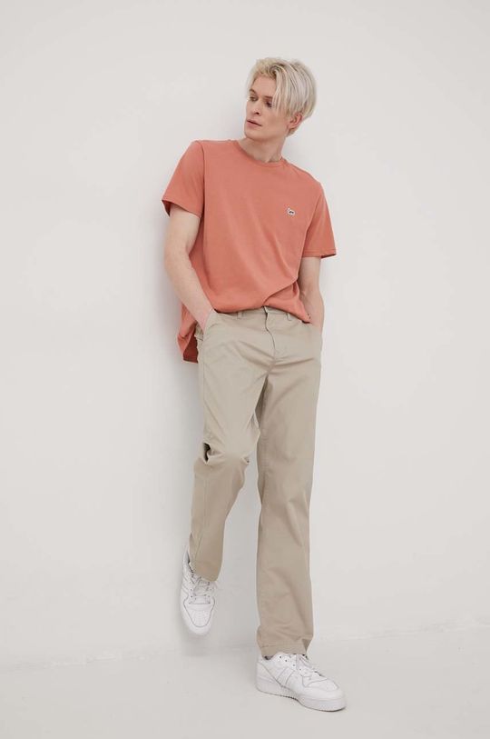 Lee t-shirt bawełniany brzoskwiniowy