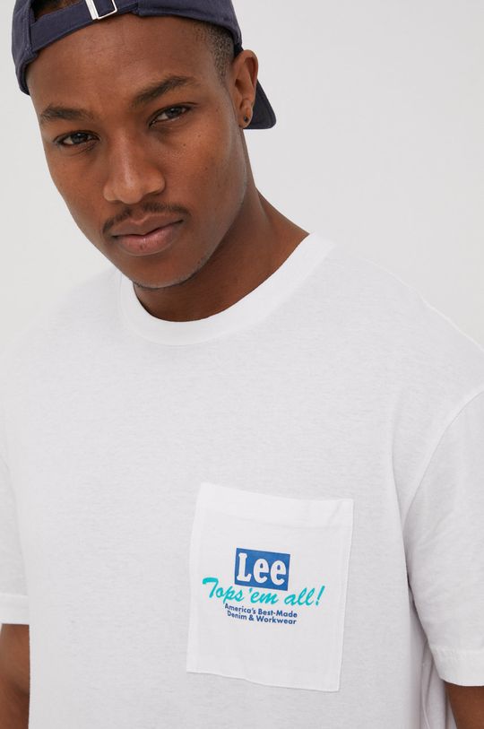 bílá Bavlněné tričko Lee
