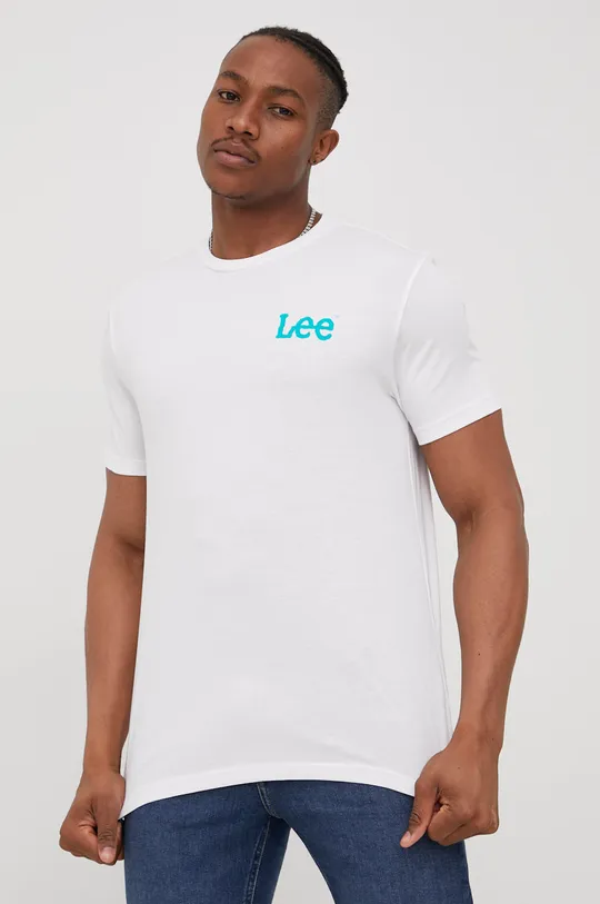 λευκό Βαμβακερό μπλουζάκι Lee Ανδρικά