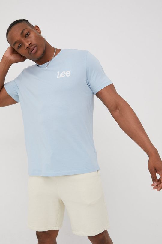 modrá Bavlněné tričko Lee