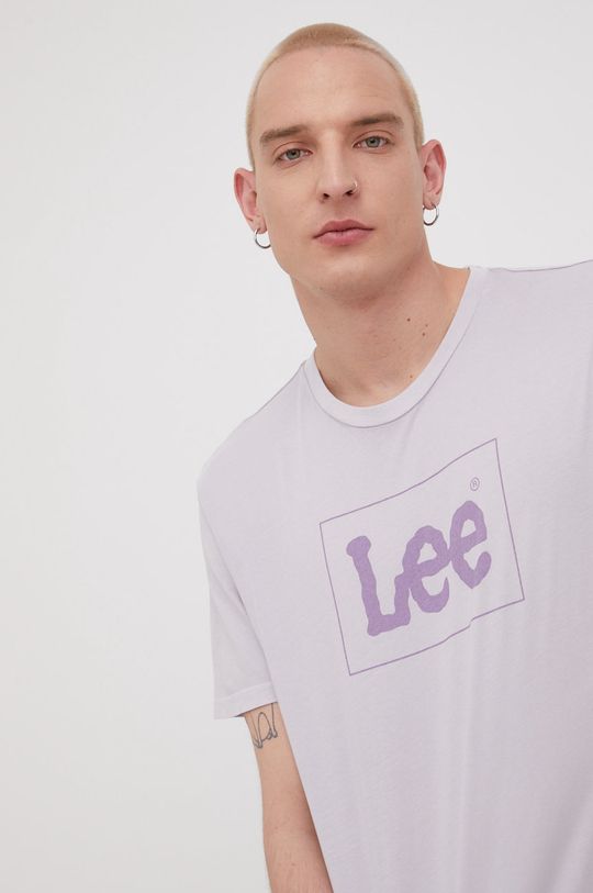 barva sivke Bombažen t-shirt Lee Moški