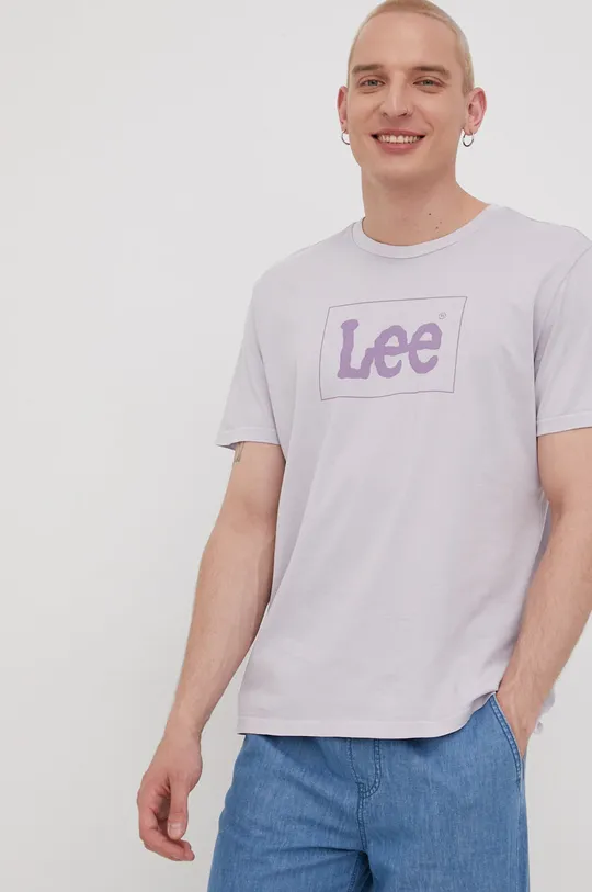 vijolična Bombažen t-shirt Lee